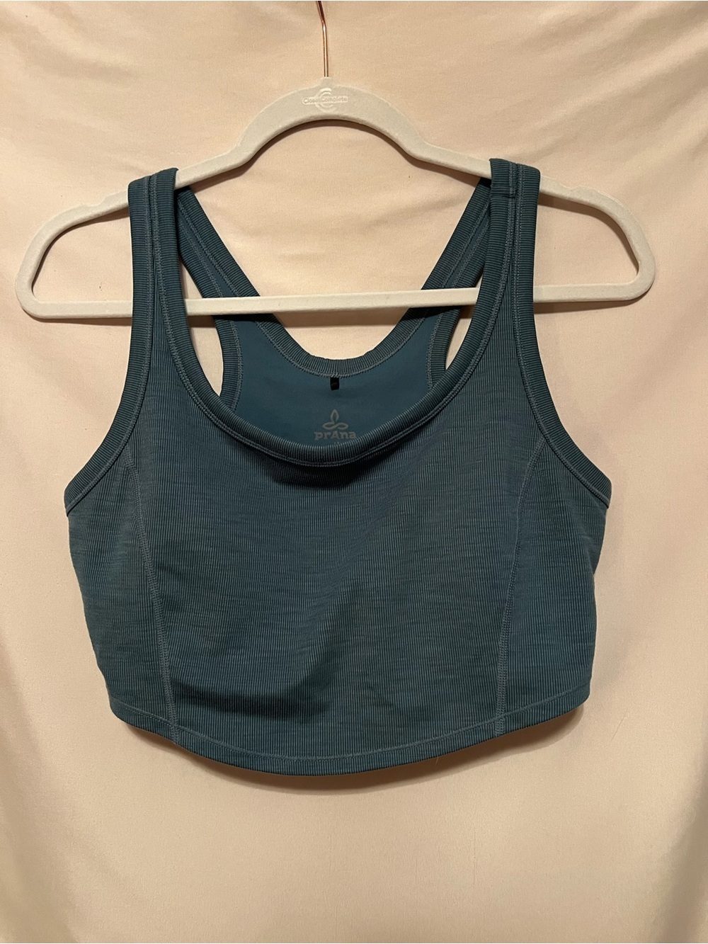 Prana Teal Ribbed Racerback Sports Crop Top